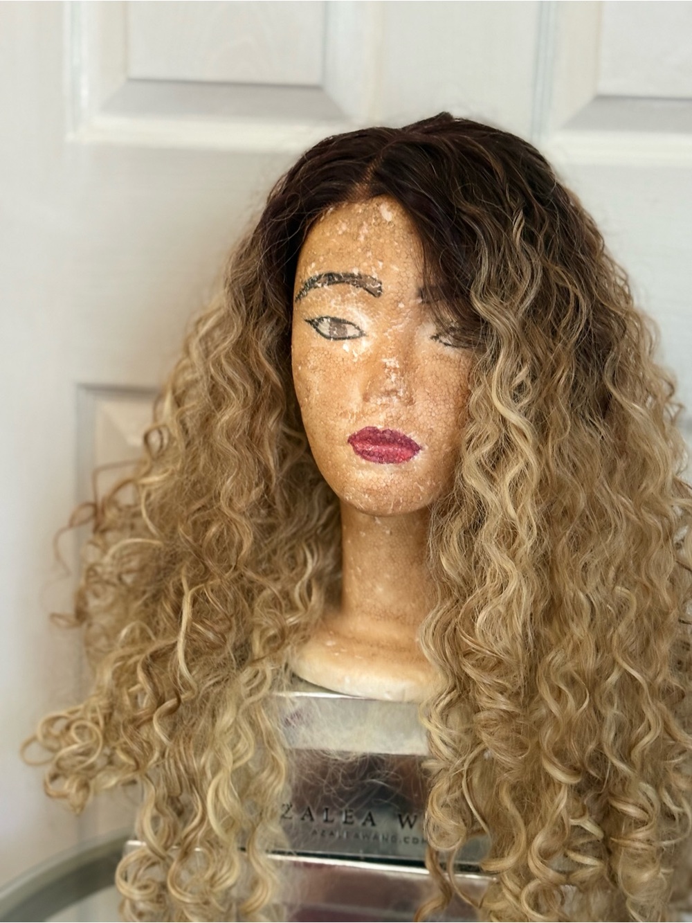 Neutral Rooted Blonde Curly Wig - Brand: